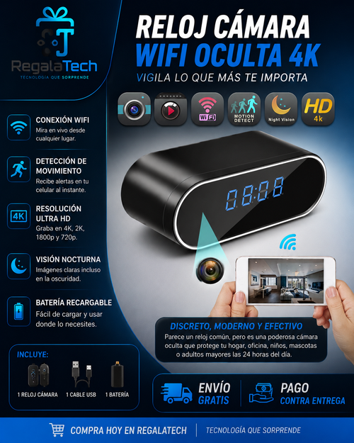 Reloj Cámara Espía WiFi 4K