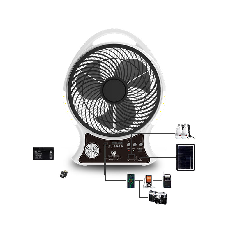 ABANICO RECARGABLE SOLAR CON ALTAVOZ