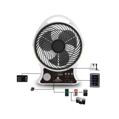 ABANICO RECARGABLE SOLAR CON ALTAVOZ