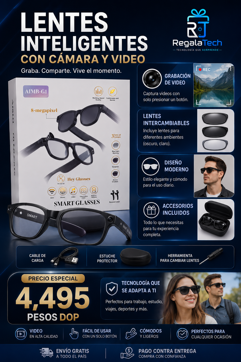 Lentes Inteligentes con Cámara y Video