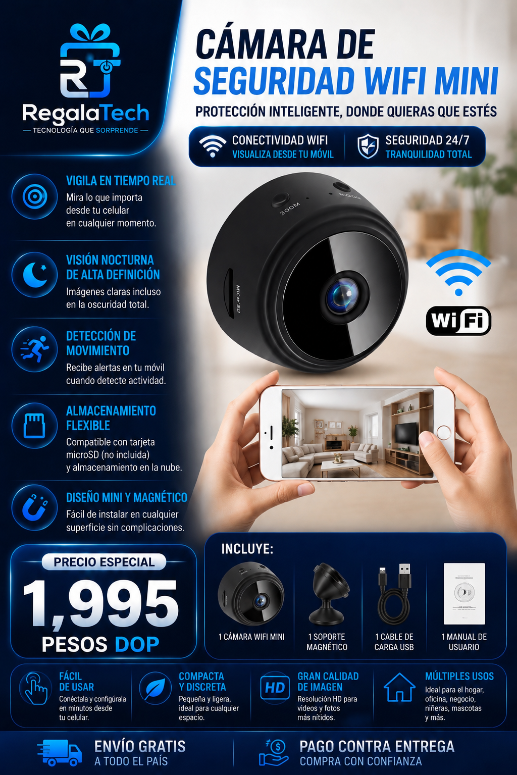 Cámara espía mini WiFi full HD